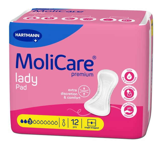 Hartmann MoliCare Premium Lady Pad Σερβιέτες 3 Σταγ. (Midi) 12τμχ REF:168045