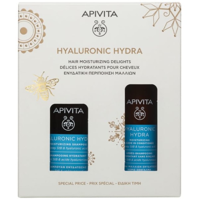 Apivita Promo Hyaluronic Hydra Ενυδατική Περιποίηση Μαλλιών με Σαμπουάν Ενυδάτωσης, 250ml & Κρέμα Μαλλιών για Ενυδάτωση, 100ml, 1σετ