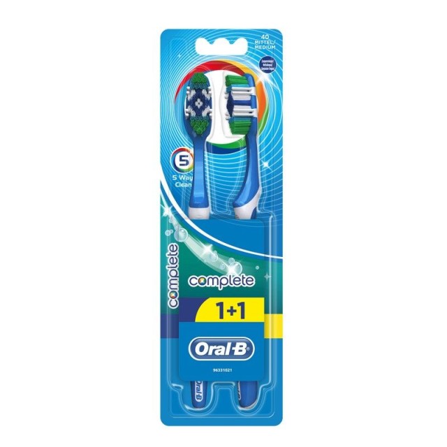 Oral-B Complete Clean 5 Way 40 Medium Οδοντόβουρτσα Με 5 Καθαριστικές Ζώνες Μέτρια 2τμχ