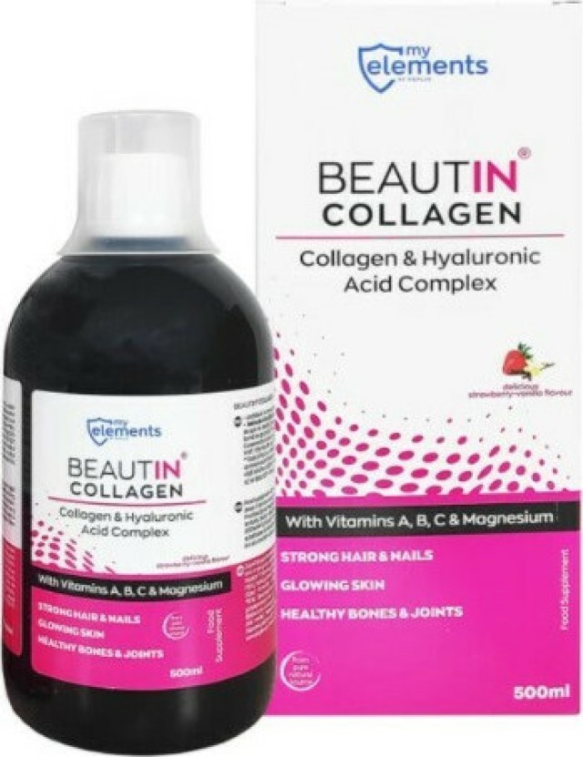 My Elements Beautin Collagen & Hyaluronic with Vitamins A,B,C & Magnesium Φράουλα-Βανίλια 500ml