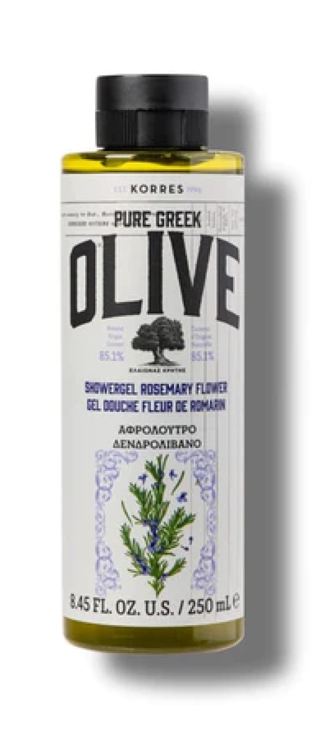 Korres Pure Greek Olive Showergel Rosemary Flower Αφρόλουτρο Δενδρολίβανο Ελαιώνας Κρήτης 250ml