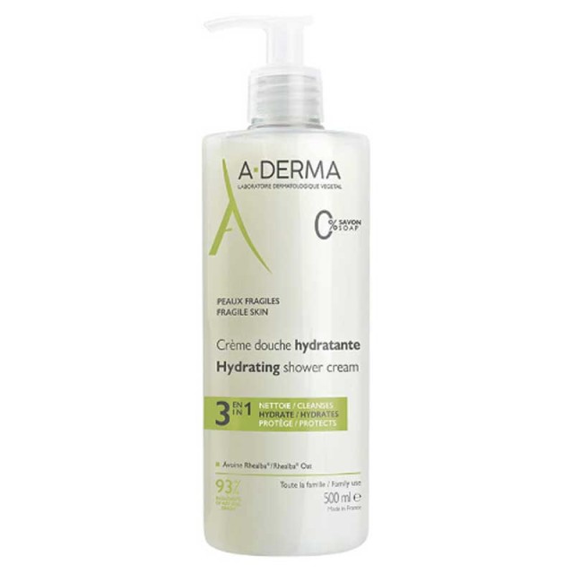 A-Derma Hydra-Protective Shower Gel Υδατό Προστατευτικό Τζελ Καθαρισμού, 500ml