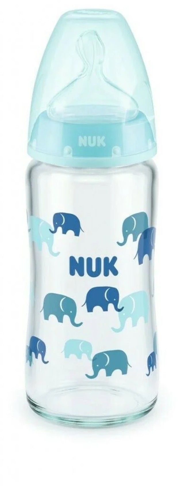 NUK First Choice Plus Γυάλινο Μπιμπερό για 0-6m με Δείκτη Ελέγχου Θερμοκρασίας & Μεσαίας Οπής Θηλή Σιλικόνης 240ml