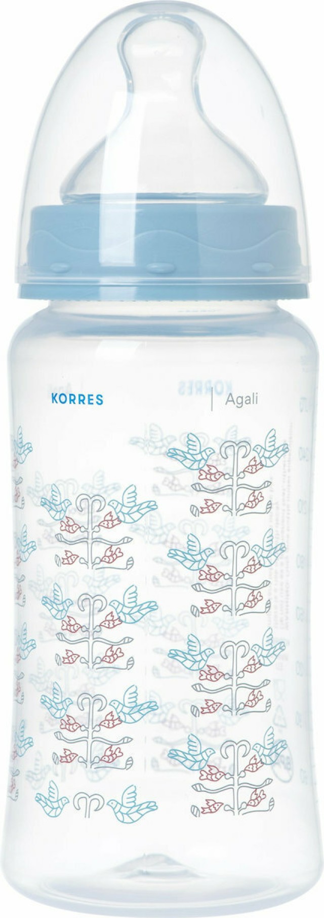 Korres Agali Πλαστικό Μπιμπερό με Θηλή Σιλικόνης Μεσαίας Ροής Blue 3m+ 300ml