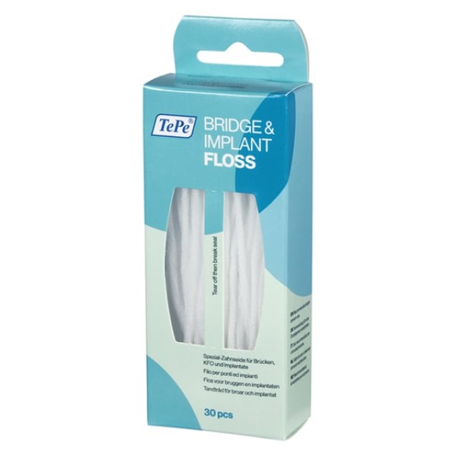 TePe Bridge & Implant Floss Νήμα Καθαρισμού Γεφυρών & Εμφυτευμάτων, 30τεμ