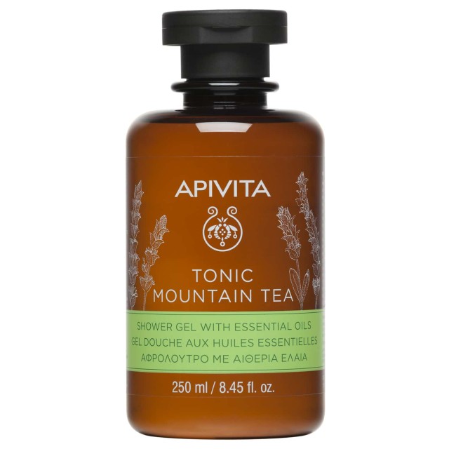 Apivita Tonic Mountain Tea Shower Gel With Essential Oils Αφρόλουτρο Με Αιθέρια Έλαια 250ml