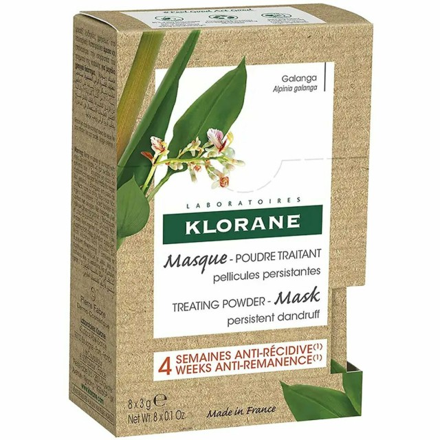 Klorane Galanga Treating Powder Mask Θεραπευτική Μάσκα - Πούδρα Για Λιπαρή Και Ξηρή Πιτυρίδα 8x3gr