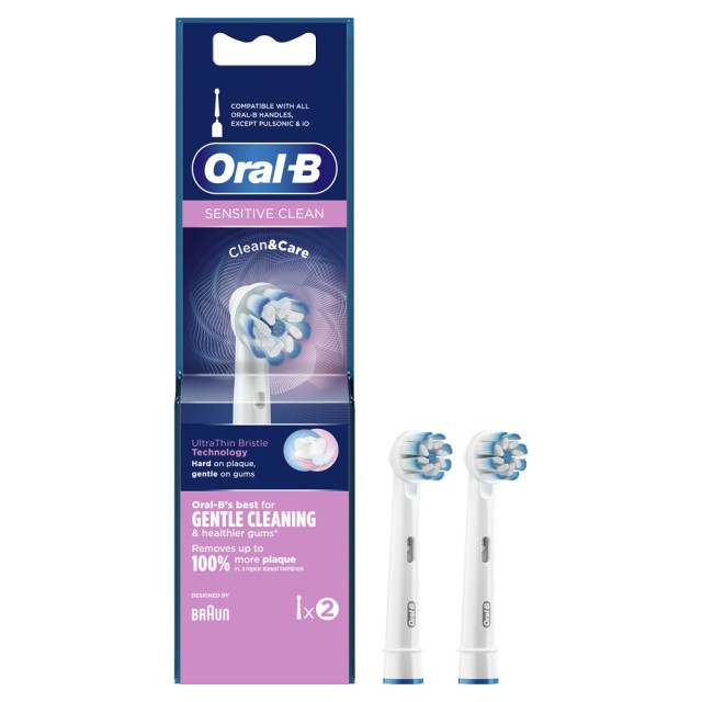 Oral-B Sensitive Clean Ultra Thin Ανταλλακτικές Κεφαλές Για Ηλεκτρική Οδοντόβουρτσα 2τμχ