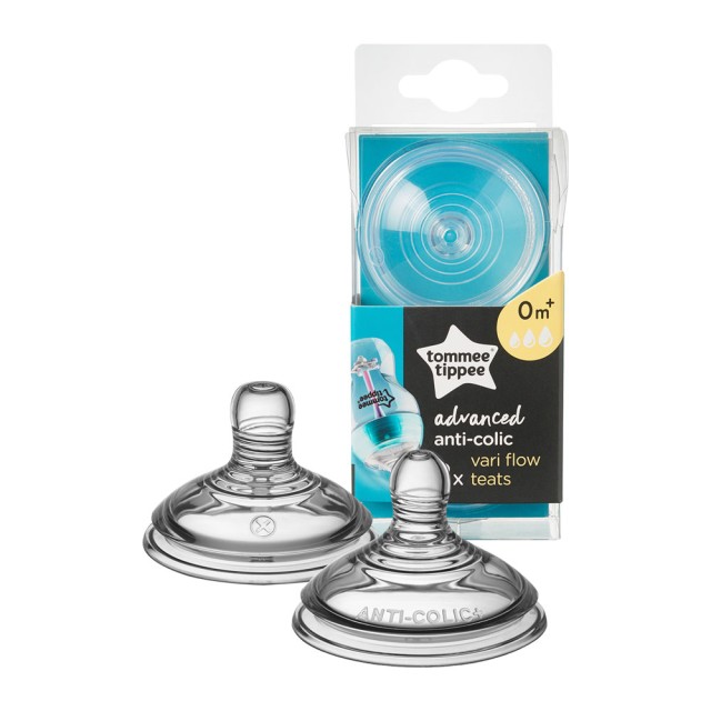 Tomee Tippee Advanced Anti Colic Θηλή Σιλικόνης Μεταβλητής Ροής 0m+ 2τμχ