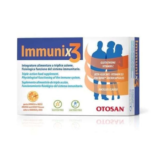 Otosan Immunix3 Honey Orange Συμπλήρωμα Διατροφής Για Τόνωση Του Ανοσοποιητικού Γεύση Μέλι-Πορτοκάλι 40chew. tabs