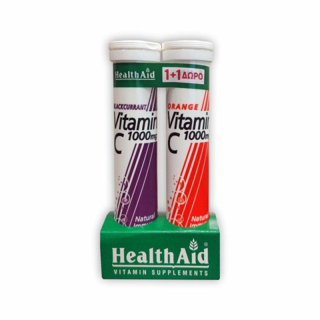 Health Aid Promo Vitamin C 1000mg Φραγκοστάφυλο + Δώρο Vitamin C 1000mg Πορτοκάλι 20 Αναβράζοντα Δισκία [1+1]