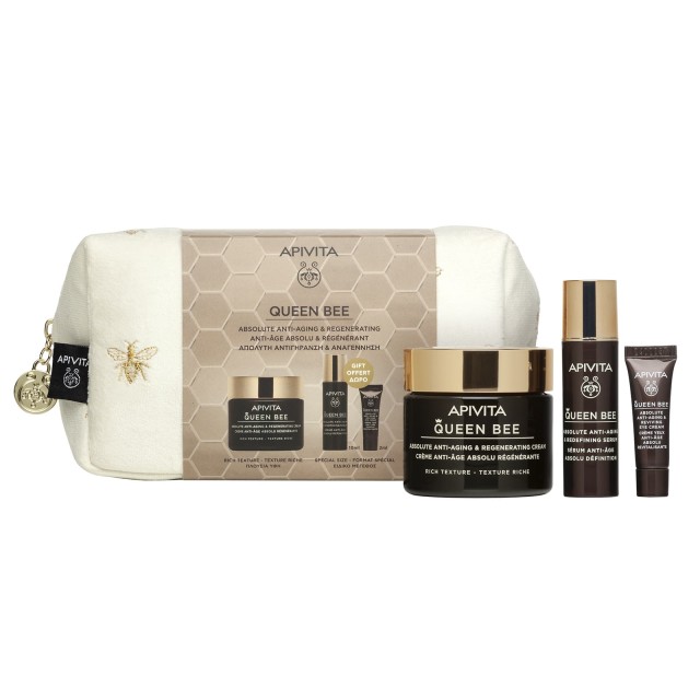 APIVITA PROMO APIVITA ΑΠΟΛΥΤΗ ΑΝΤΙΓΗΡΑΝΣΗ & ΑΝΑΓΕΝΝΗΣΗ: QUEEN BEE ΚΡΕΜΑ ΠΛΟΥΣΙΑΣ ΥΦΗΣ ΜΕ ΔΩΡΟ ΟΡΟ & ΚΡΕΜΑ ΜΑΤΙΩΝ ΣΕ MINI SIZES