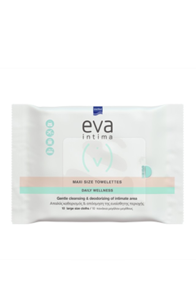 Intermed Eva Intima Fresh & Clean Pocket Size Towelettes Πανάκια Καθαρισμού Ευαίσθητης Περιοχής 10τμχ