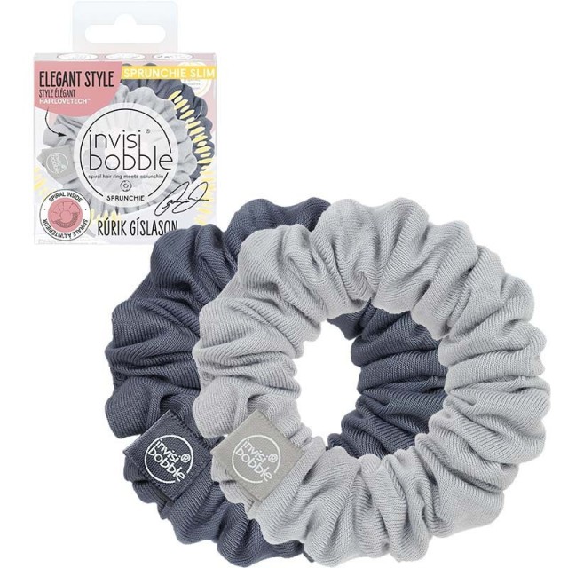 Invisibobble Sprunchie Slim Ruric Gislason Feeling Greyt Λαστιχάκια Μαλλιών 2τμχ