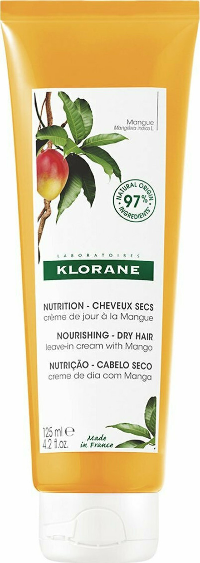 Klorane Mango Leave-in Cream Κρέμα Μαλλιών Θρέψης Και Αναδόμησης Με Βούτυρο Μάνγκο BIO 125ml