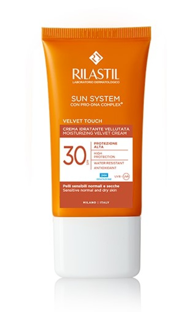 Rilastil Sun Velvet Cream SPF30 Αντηλιακή Κρέμα Προσώπου Για Ξηρές Επιδερμίδες 50ml