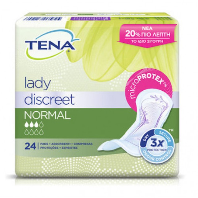 TENA σερβιέτα ακράτειας lady discreet normal, 27.5 cm, 24τμχ