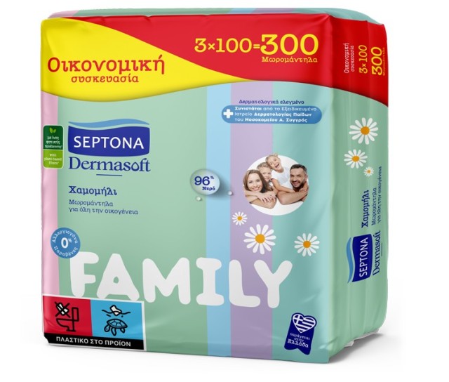 Septona Μωρομάντηλα Family Pack 3x100τμχ