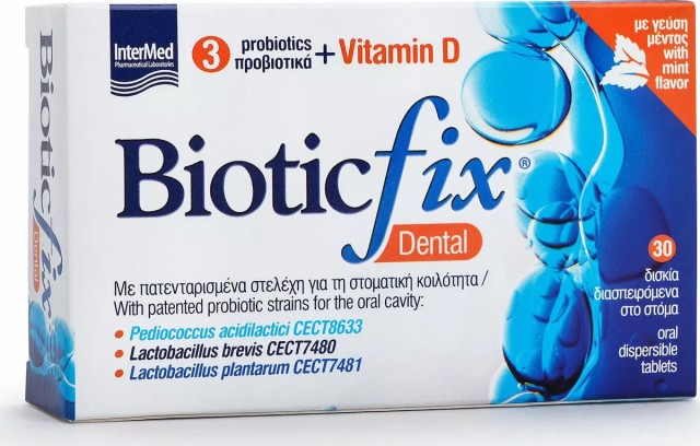 Intermed Biotic Fix Dental Συμπλήρωμα Διατροφής με Προβιοτικά, 30 ταμπλέτες