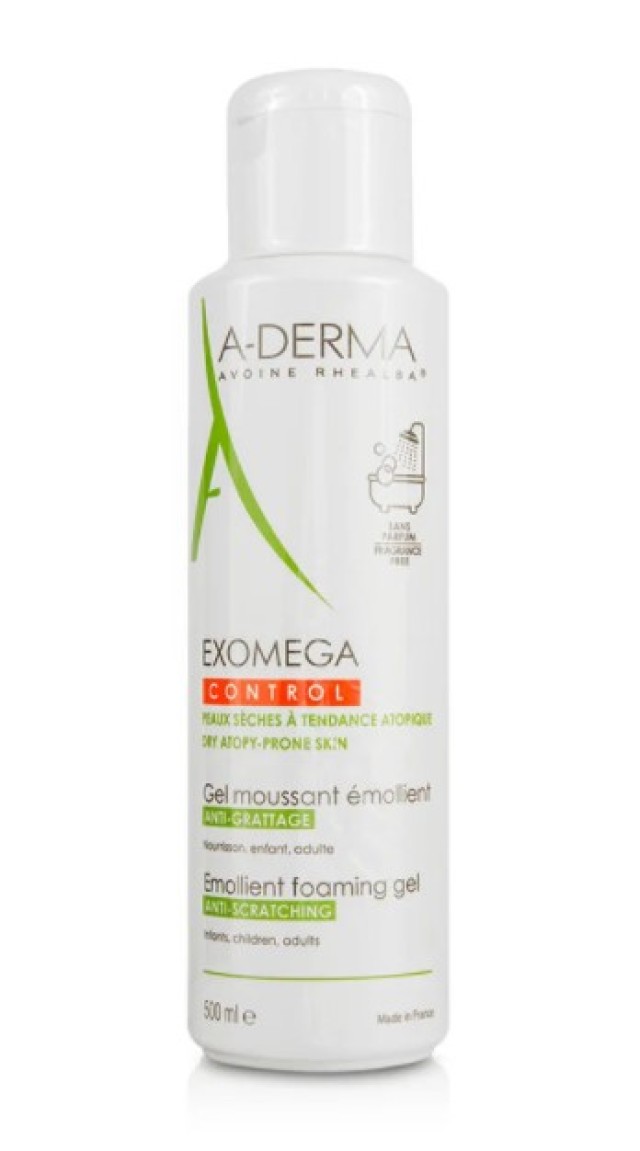 A-Derma Exomega Emollient Foaming Gel Για Την Ατοπική Επιδερμίδα 500ml