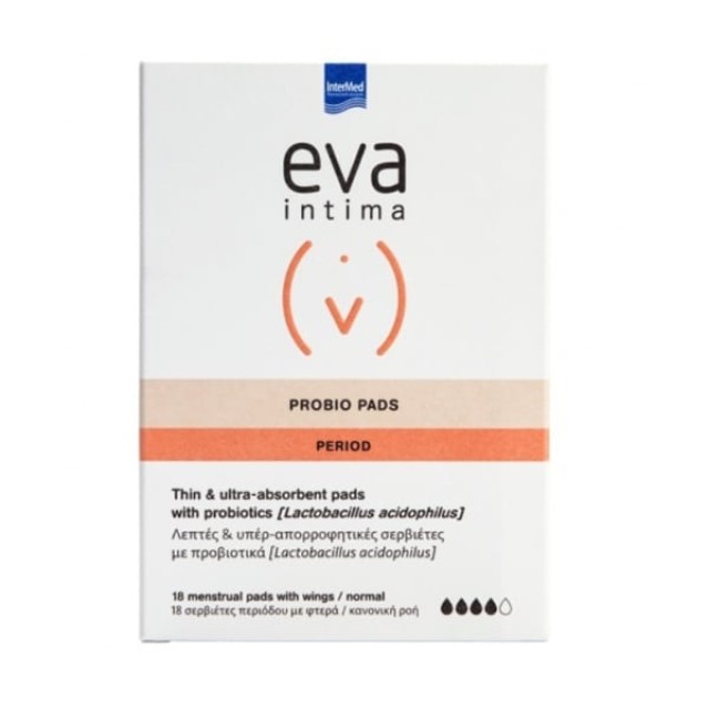 Eva Intima Probio Pads Σερβιέτες Κανονικής Ροής με Προβιοτικά, 18τεμ