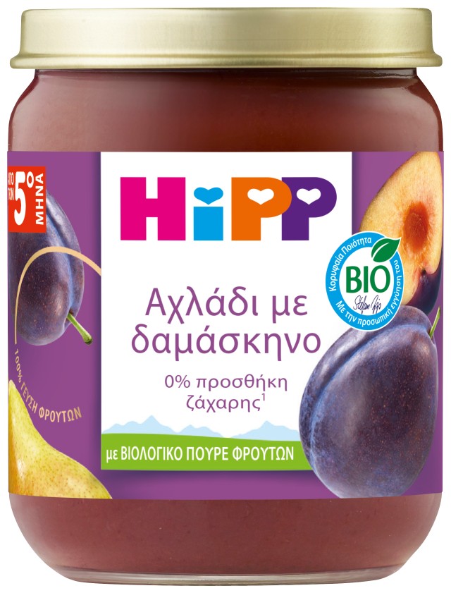 HiPP Βρεφική Φρουτόκρεμα Αχλάδι Με Δαμάσκηνο Από Τον 5ο Μήνα 160gr.