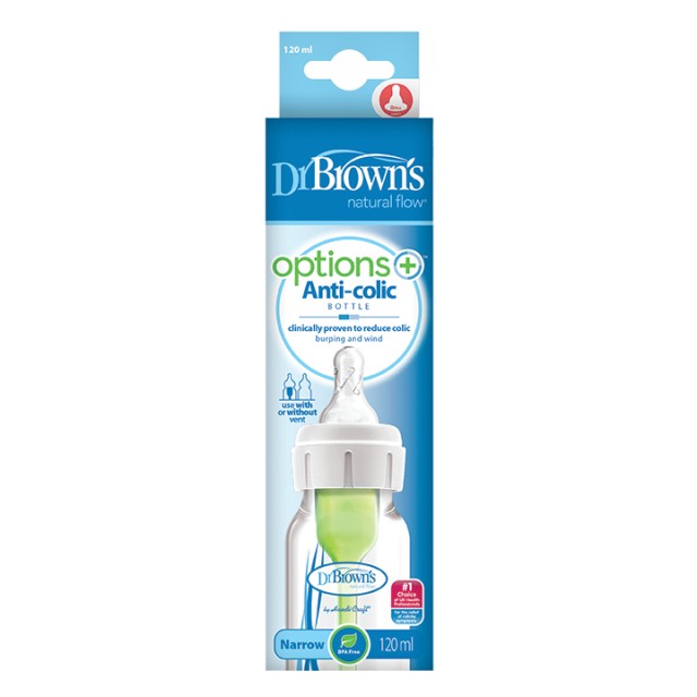 Dr. Browns SB 41005 Options Μπιμπερό Πλαστικό με Στενό Λαιμό & Θηλή Σιλικόνης 120ml