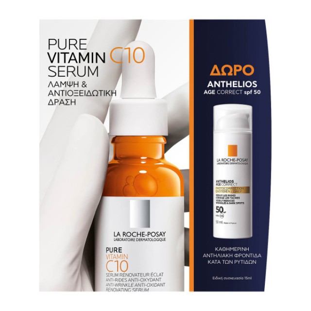 La Roche Posay Promo Pure Vitamin C10 Serum Λάμψης 30ml & Δώρο Anthelios Age Correct 15ml