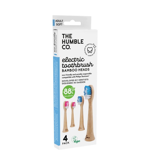 The Humble Co. Ανταλλακτικές Κεφαλές Bamboo Ηλεκτρικής Οδοντόβουρτσας 4τμχ (Μόνο γιά Ηλ.Οδοντόβουρτσες Philips Sonicare)