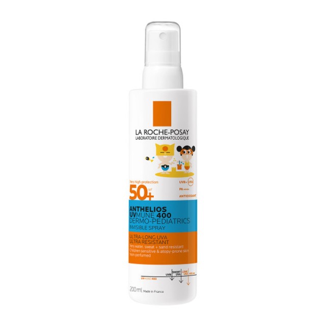La Roche-Posay Anthelios UVMUNE 400 Dermo-Pediatrics Invisible Spray SPF 50+ αόρατο αντηλιακό σπρέι για το ευαίσθητο παιδικό δέρμα & για το δέρμα με τάση ατοπίας 200ml.