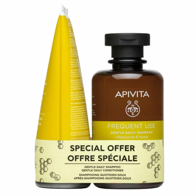 Apivita Promo Καθημερινή Χρήση Σαμπουάν Χαμομήλι & Μέλι 250ml & Conditioner Χαμομήλι & Μέλι 150ml
