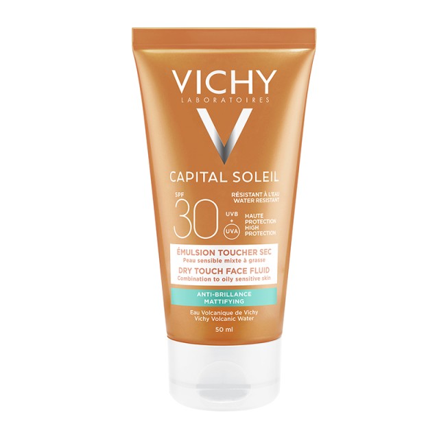 Vichy Ideal Soleil Mattifying Fluid Dry Touch SPF30 Αδιάβροχη Αντηλιακή Κρέμα Προσώπου Για Ματ Αποτέλεσμα 50ml